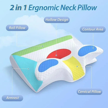 Memory Foam Cervical Pillow Ergonomic Orthopedic Support Neck Pain Relief Breathable Contour Bed Pillow For All Sleepers