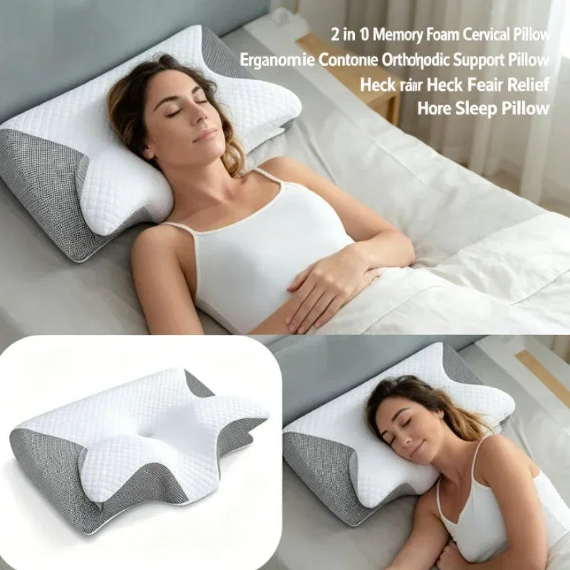Memory Foam Cervical Pillow Ergonomic Orthopedic Support Neck Pain Relief Breathable Contour Bed Pillow For All Sleepers
