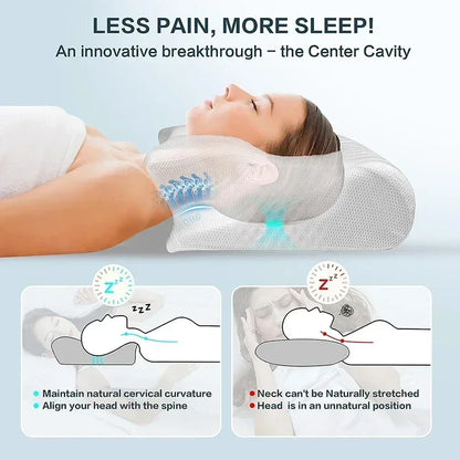 Memory Foam Cervical Pillow Ergonomic Orthopedic Support Neck Pain Relief Breathable Contour Bed Pillow For All Sleepers