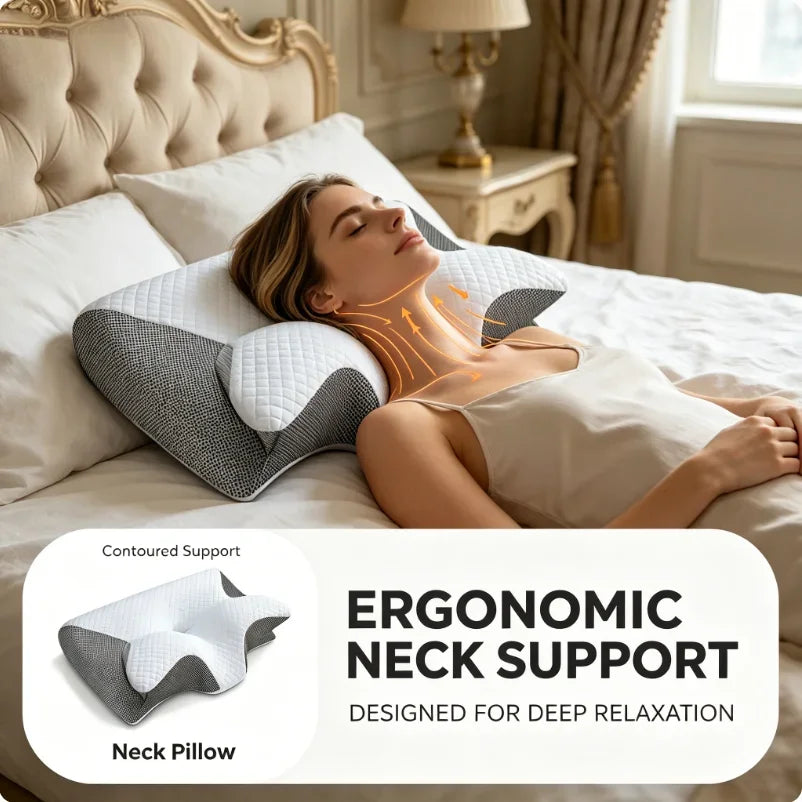 Memory Foam Cervical Pillow Ergonomic Orthopedic Support Neck Pain Relief Breathable Contour Bed Pillow For All Sleepers