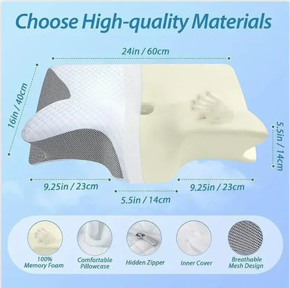 Memory Foam Cervical Pillow Ergonomic Orthopedic Support Neck Pain Relief Breathable Contour Bed Pillow For All Sleepers