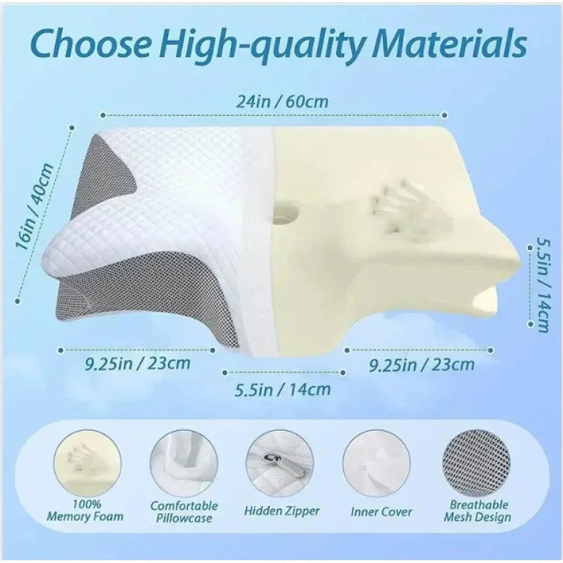 Memory Foam Cervical Pillow Ergonomic Orthopedic Support Neck Pain Relief Breathable Contour Bed Pillow For All Sleepers